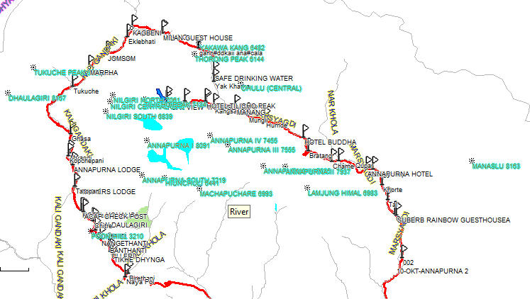 unsere Route in Nepal und Annapurnatrek